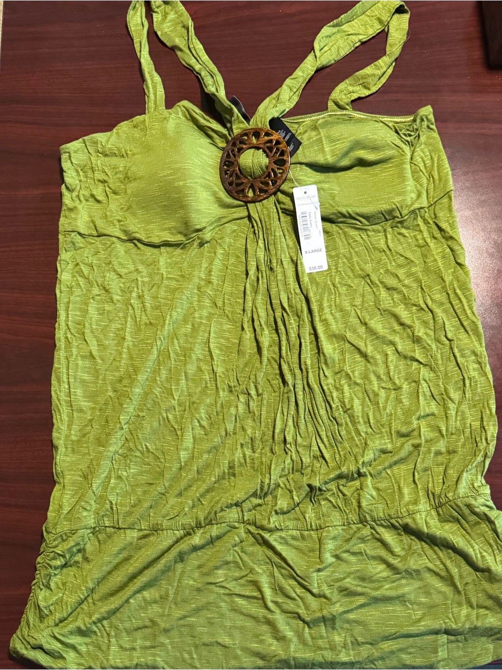Bisou Bisou Lime Green Halter Tank with Decorative Ring